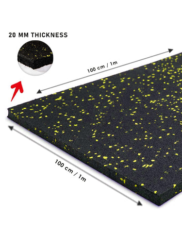 Commercial Rubber Flooring for Gym 20 mm - 100 x 100 CM Speckled Yellow